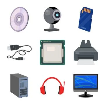 Isolated object of laptop and device logo. Collection of laptop and server stock Illustrazione stock