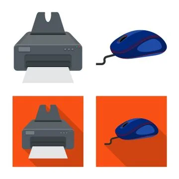Isolated object of laptop and device symbol. Collection of laptop and server Illustrazione stock