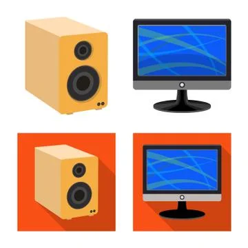 Isolated object of laptop and device sign. Set of laptop and server vector icon Illustrazione stock