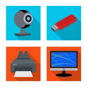 Isolated object of laptop and device sign. Set of laptop and server vector icon Illustrazione stock