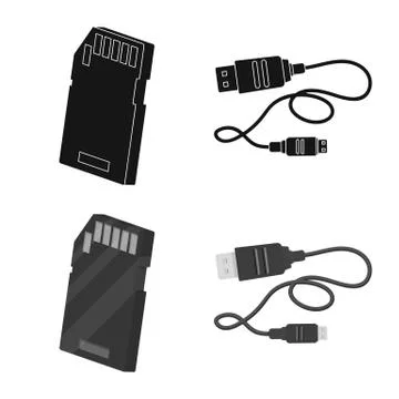 Isolated object of laptop and device logo. Collection of laptop and server Stock Illustration