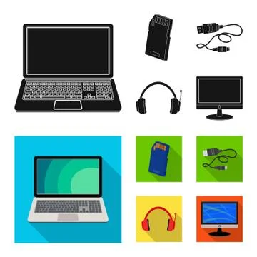 Isolated object of laptop and device symbol. Set of laptop and server stock 스톡 일러스트