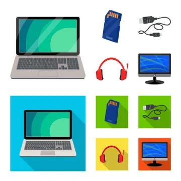 Isolated object of laptop and device sign. Set of laptop and server stock vector Stock Illustration