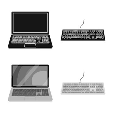 Isolated object of laptop and device symbol. Collection of laptop and server Stock Illustration