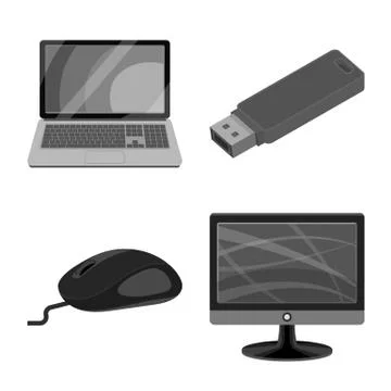 Isolated object of laptop and device sign. Set of laptop and server vector icon Stock Illustration