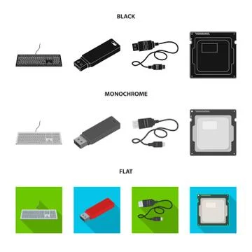 Isolated object of laptop and device logo. Collection of laptop and server 스톡 일러스트