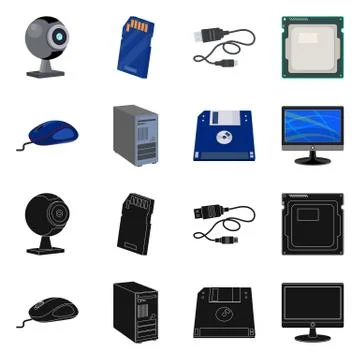 Isolated object of laptop and device symbol. Set of laptop and server stock Illustrazione stock