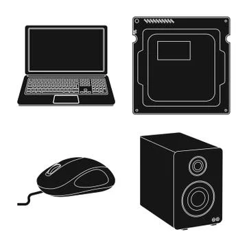 Isolated object of laptop and device logo. Collection of laptop and server Stock Illustration