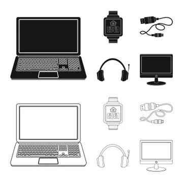 Isolated object of laptop and device symbol. Set of laptop and server vector イラスト素材
