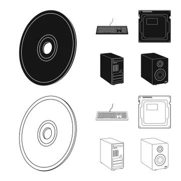 Isolated object of laptop and device sign. Set of laptop and server stock symbol Stock Illustration
