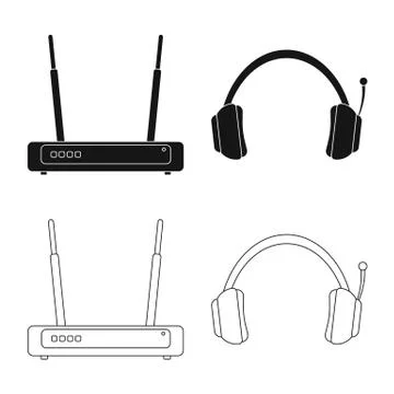 Isolated object of laptop and device logo. Collection of laptop and server stock 스톡 일러스트
