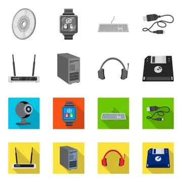 Isolated object of laptop and device logo. Set of laptop and server vector icon Illustrazione stock