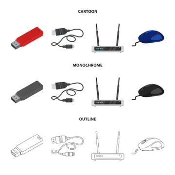 Isolated object of laptop and device sign. Set of laptop and server stock symbol Illustrazione stock