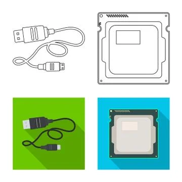 Isolated object of laptop and device logo. Collection of laptop and server stock Illustrazione stock