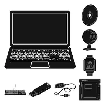 Isolated object of laptop and device icon. Set of laptop and server stock symbol Stock Illustration