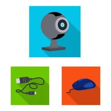 Isolated object of laptop and device sign. Collection of laptop and server stock イラスト素材