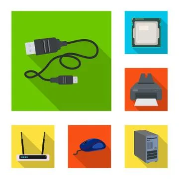 Isolated object of laptop and device logo. Set of laptop and server stock vector Stock Illustration