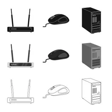 Isolated object of laptop and device logo. Collection of laptop and server Illustrazione stock