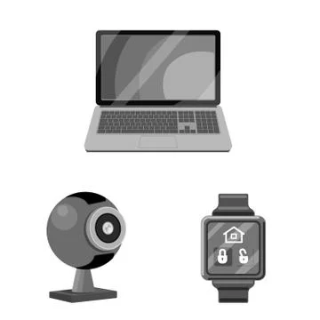 Isolated object of laptop and device logo. Set of laptop and server stock vector Stock Illustration