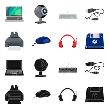 Isolated object of laptop and device icon. Set of laptop and server stock vector Stock Illustration