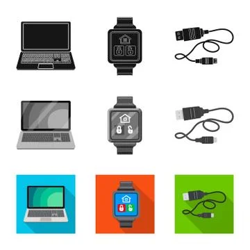 Isolated object of laptop and device symbol. Collection of laptop and server Illustrazione stock