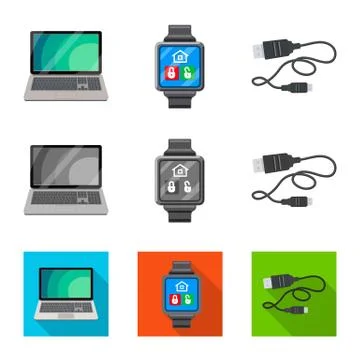 Isolated object of laptop and device icon. Set of laptop and server stock vector イラスト素材