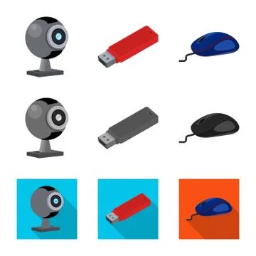 Isolated object of laptop and device sign. Collection of laptop and server Stock Illustration
