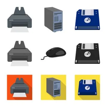 Isolated object of laptop and device sign. Set of laptop and server stock vector イラスト素材