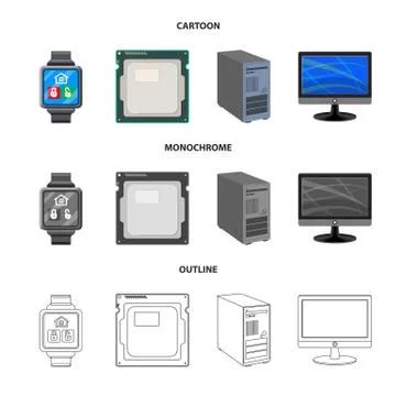 Isolated object of laptop and device sign. Set of laptop and server stock symbol Stockillustratie
