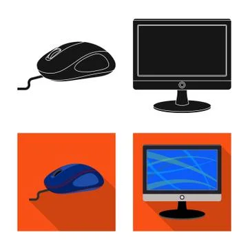 Isolated object of laptop and device logo. Set of laptop and server stock symbol Illustrazione stock