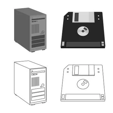 Isolated object of laptop and device sign. Collection of laptop and server stock Stock Illustration