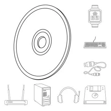 Isolated object of laptop and device sign. Set of laptop and server vector icon Stock Illustration