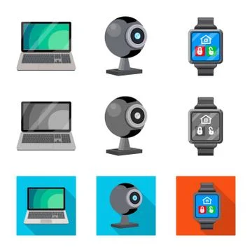Isolated object of laptop and device logo. Set of laptop and server vector icon Stock Illustration