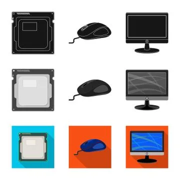 Isolated object of laptop and device sign. Collection of laptop and server 스톡 일러스트