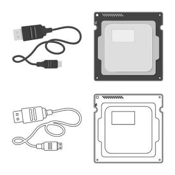 Isolated object of laptop and device icon. Collection of laptop and server stock 스톡 일러스트