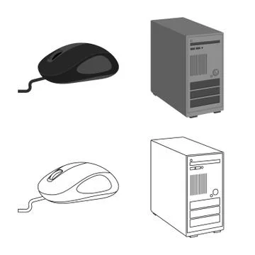Isolated object of laptop and device symbol. Set of laptop and server vector Stock Illustration