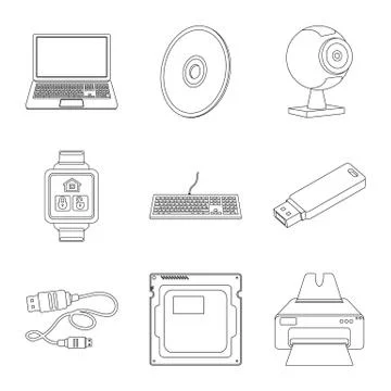 Isolated object of laptop and device symbol. Collection of laptop and server イラスト素材