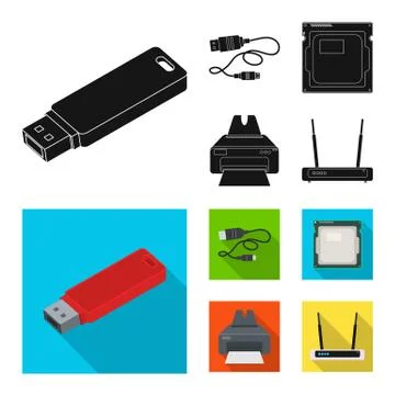 Isolated object of laptop and device logo. Collection of laptop and server stock Stock Illustration
