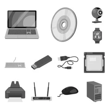 Isolated object of laptop and device icon. Collection of laptop and server Stockillustratie