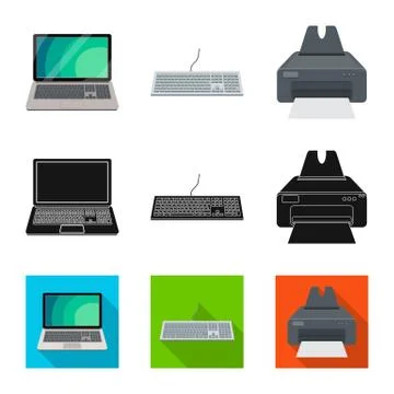 Isolated object of laptop and device logo. Set of laptop and server stock vector Stock Illustration