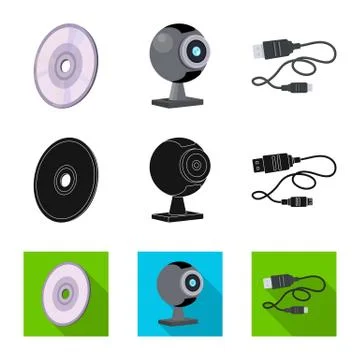 Isolated object of laptop and device icon. Collection of laptop and server stock Stock Illustration