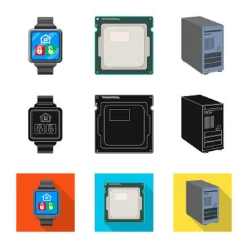 Isolated object of laptop and device sign. Set of laptop and server vector icon Illustrazione stock