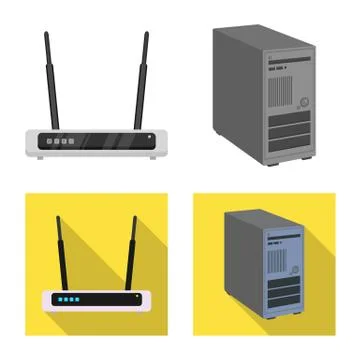 Isolated object of laptop and device icon. Collection of laptop and server Stock Illustration