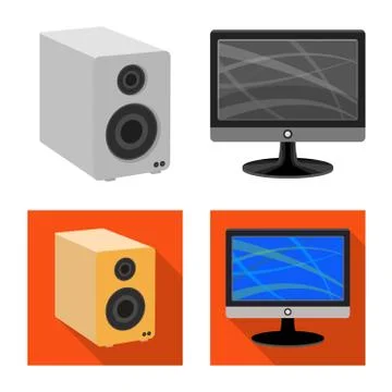 Isolated object of laptop and device logo. Set of laptop and server vector icon Stock Illustration