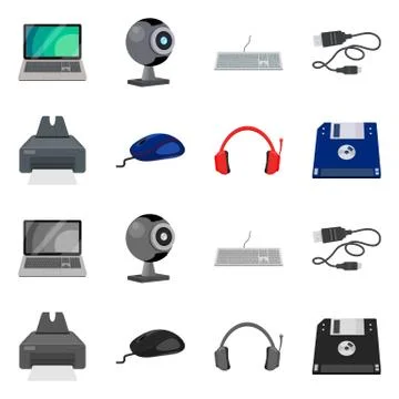 Isolated object of laptop and device logo. Set of laptop and server vector icon Stock Illustration