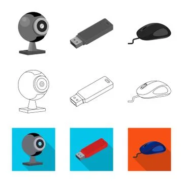 Isolated object of laptop and device symbol. Set of laptop and server stock 스톡 일러스트