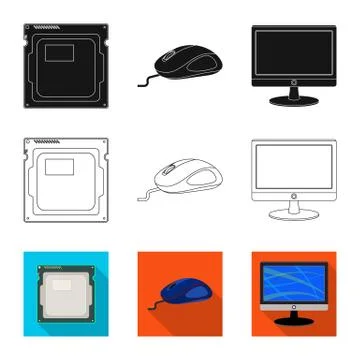 Isolated object of laptop and device symbol. Set of laptop and server stock イラスト素材