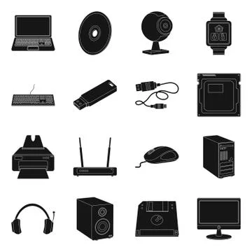 Isolated object of laptop and device sign. Set of laptop and server stock vector 스톡 일러스트