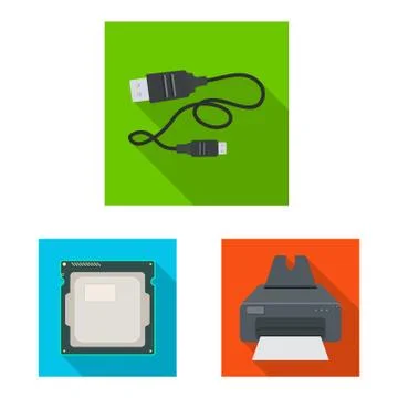Isolated object of laptop and device sign. Collection of laptop and server stock Stock Illustration
