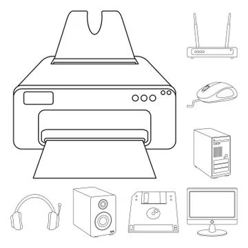 Isolated object of laptop and device sign. Collection of laptop and server Illustrazione stock